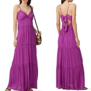 BA&SH Robe Nadja Dress Halter Maxi Sleeveless Dress MagnetaCocktail Medium 2 NWT